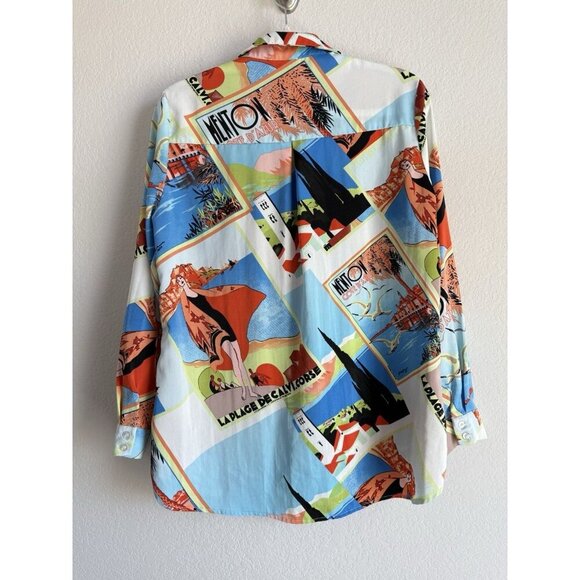 Milk & Honey Womens Blouse Top Fashionista Graphic Print-Button Front Size M - Picture 9 of 14
